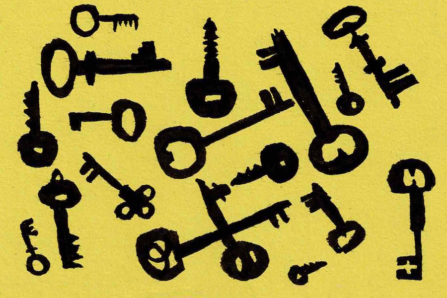 Clefs sur fond jaune